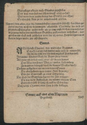 Sonnet/ auff einer alten Matronen Begräbnüß.