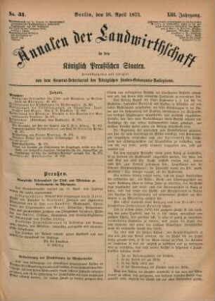 No. 31. Berlin, den 16. April 1873. XIII. Jahrgang.