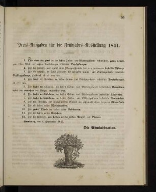 Preis-Aufgaben eür die Frühjahrs-Ausstellung 1844.