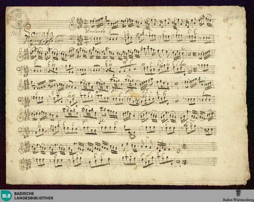 Sonatas - Mus. Hs. 1106 : vl, bc; E; BrinzingMWV 11.8