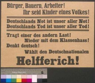 Wahlplakat der DNVP zur Reichstagswahl am 6. Juni 1920