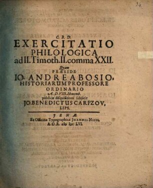 Exercitatio philol. ad II. Timoth II. comma XXII