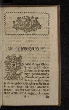 Unpartheyischer Leser!