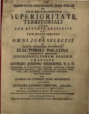 Diss. ... de non restringenda superioritate territoriali