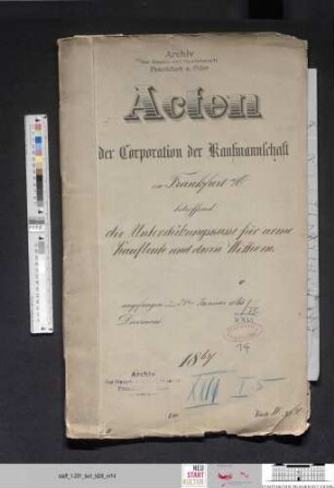 Verwaltung der Unterstützungskasse für verarmte Kaufleute und deren Witwen