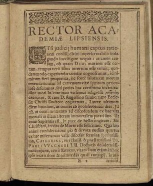 Rector Academiæ Lipsiensis.