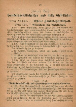 Zweites Buch. Handelsgesellschaften und stille Gesellschaft.
