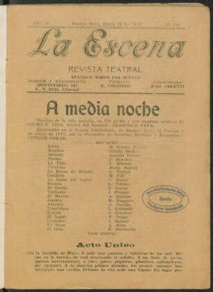 A media noche : escenas de la vida porteña, en un acto y tres cuadros alta de pan