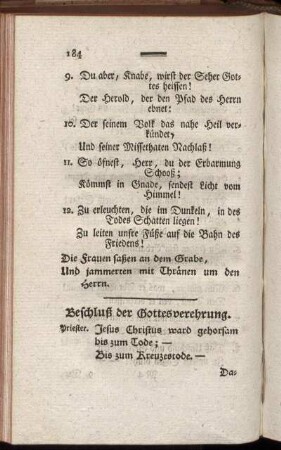 Beschluß der Gottesverehrung.