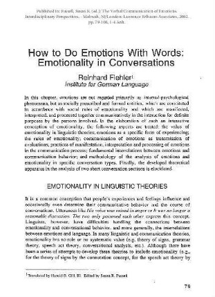 How to Do Emotions With Words: Emotionality in Conversations
