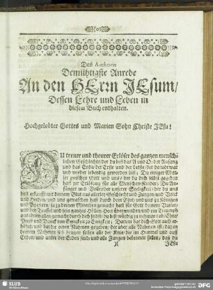 Anrede des Authoris an den Herren Jesum