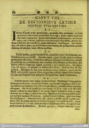 Caput VIII. De Editionibus Latinis Seculo XVII. Excusis