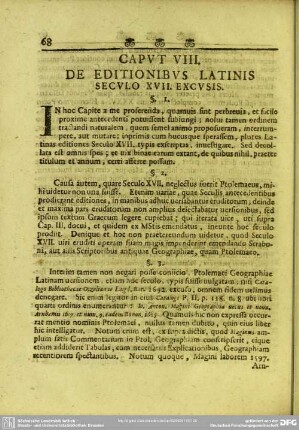 Caput VIII. De Editionibus Latinis Seculo XVII. Excusis