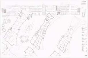 Stadthaus (Technisches Rathaus), Berlin-Köpenick Schinkelwettbewerb 1994: Ansicht, Grundrisse 1:200