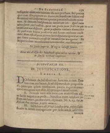 Disputatio VII. De Justificatione.