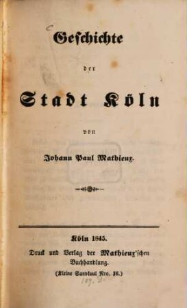 Geschichte der Stadt Köln