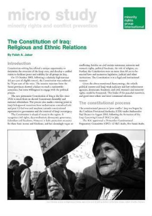 The constitution of Iraq : religious and ethnic relations