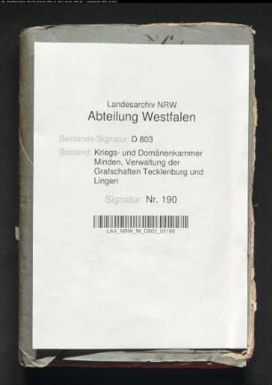 Revision des Anschlags der Grafschaft Tecklenburg von 1741-1747
