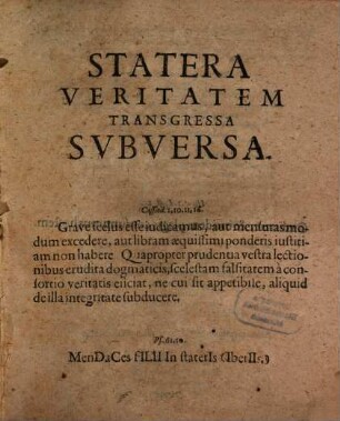 Statera Veritatem Transgressa Subversa