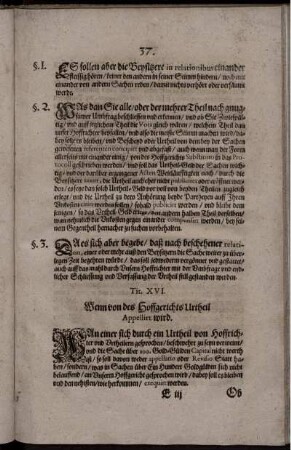 Tit. XVI. Wenn von des Hoffgerichts Urtheil Appellirt wird