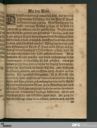 An den Leser.