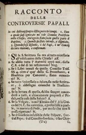 Racconto Delle Controversie Papali. - Parenesi. A' Serenissimi Principi Cristiani.