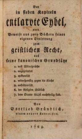 Der in sieben Capiteln entlarvte Eybel
