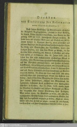 Dresden nach Einführung der Reformation unter Churfürst Chrisitan I.