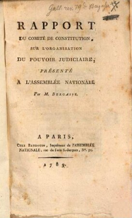 Rapport Du Comité De Constitution Sur L'Organisation Du Pouvoir Judiciaire