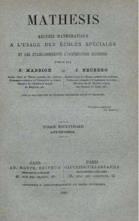 TOME HUITIÉME. AOUT-SEPTEMBRE.