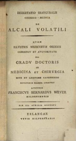 Diss. inaug. chem. med. de alcali volatili
