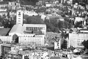 Stuttgart: Blick vom Kriegsbergturm auf Bahnhof