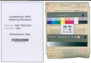 Entnazifizierung Else Glueckmann , geb. 16.06.1903 (Techn.Lehrerin)