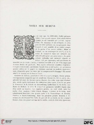 5. Pér. 12.1925: Notes sur Rubens