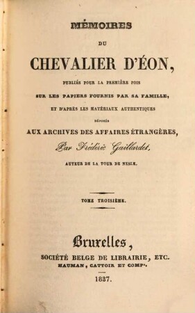 Mémoires du chevalier d'Eon, 3