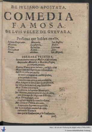 De Ivliano Apostata : Comedia Famosa