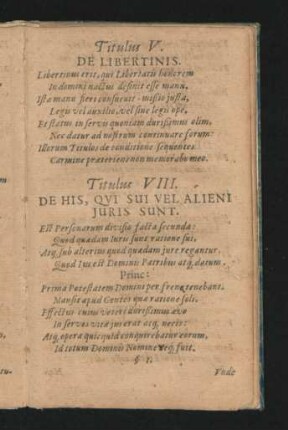 Titulus VIII. De His, Qui Sui Vel Alieni Iuris sunt.