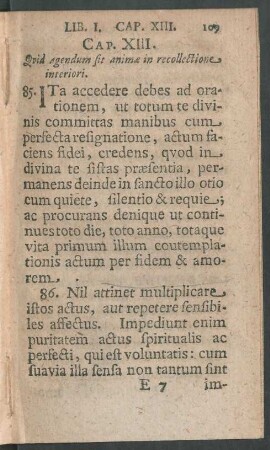 Cap. XIII. Quid agendum sit animae in recollectione interiori