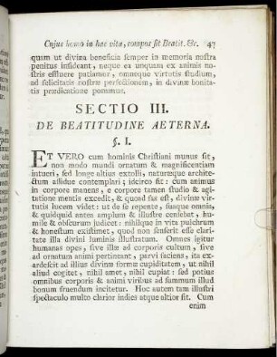 Sectio III. De Beatitudine Aeterna.