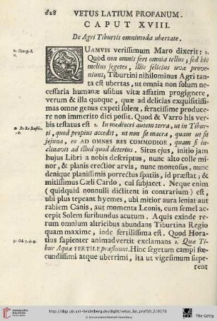 Caput XVIII: De Agri Tiburtis omnimoda ubertate