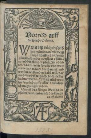 Vorred auff die spriche Salomo.
