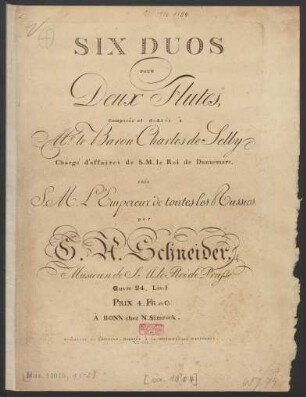Liv: 1: Six Duos pour Deux Flûtes