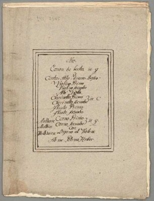 Benedicta lilia tota plena gratia, Coro, orch, G-Dur - BSB Mus.ms. 7545 : [dust cover title:] Nro. // Canon de beata in G // à // Canto, Alto, Tenore, Basso // Violino Primo // Violino secundo // Alto Viola // Clarinetto Primo // [brace:] in C // Clarinetto secundo // Flauto Primo // Flauto secundo // Corno Primo // [brace:] in G // Corno secundo // con // Organo et Violone // Ad me Petrum Huber // [left side:] Authore // Matthias // Waldhorn