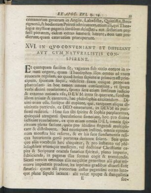XVI. In Quo Conveniant Et Differant Aut Cum Naturalistis Conspirent
