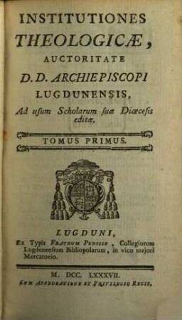 Institutiones Theologicae, 1