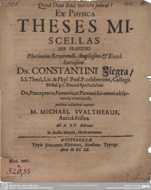 Ex physica theses miscellas