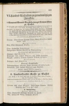 VI. Landes=Anstalten zu gemeinnuetzigen Zwecken.