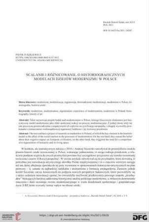 Scalanie i różnicowanie : O historiograficznych modelach dziejów modernizmu w Polsce