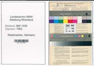 Entnazifizierung Hermann Rademacher , geb. 22.05.1908 (Bergmann)