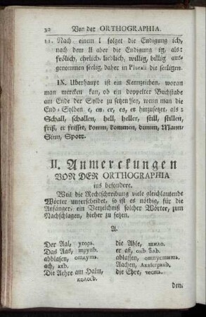 II. Anmerckungen von der Orthographia ins besondere.